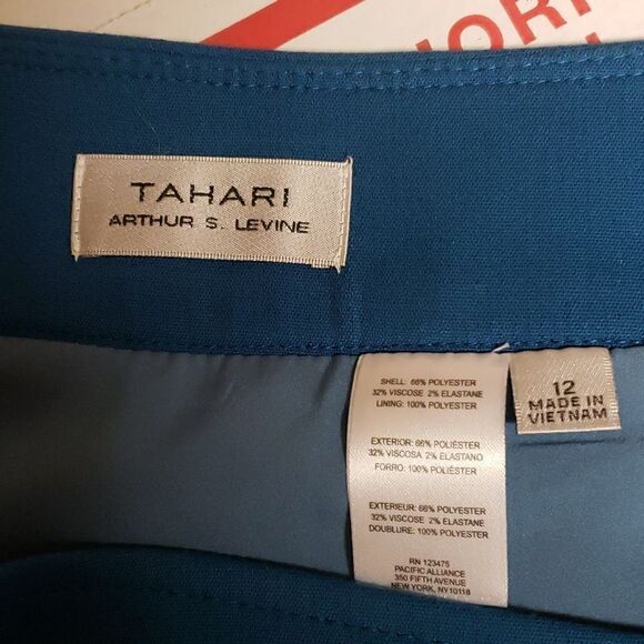 TAHARI BLUE FLAT BACK SLIP SKIRT sz 12 - Picture 4 of 9